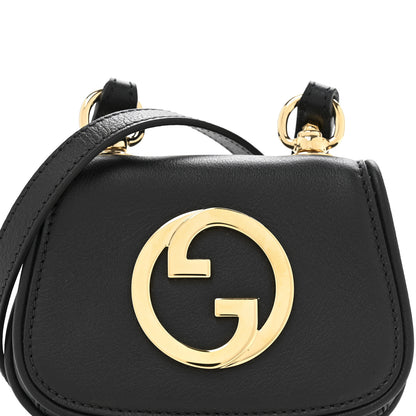 Gucci Roxy Calfskin Blondie Card Case Wallet with Strap Black 8 of 11