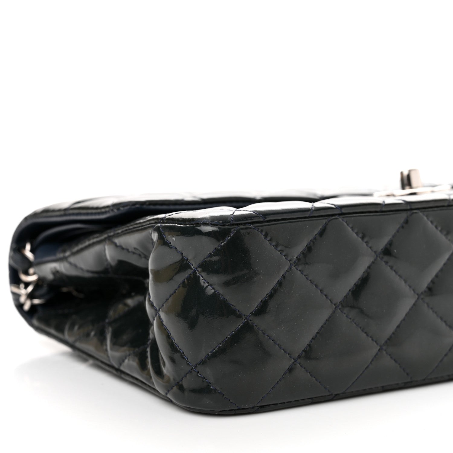 Chanel Patent Quilted Medium Double Flap Navy 9 of 14
