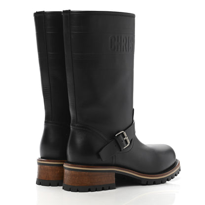 Christian Dior Calfskin Embossed Dior Quest 35mm Biker Boots 37 Black 4 of 8