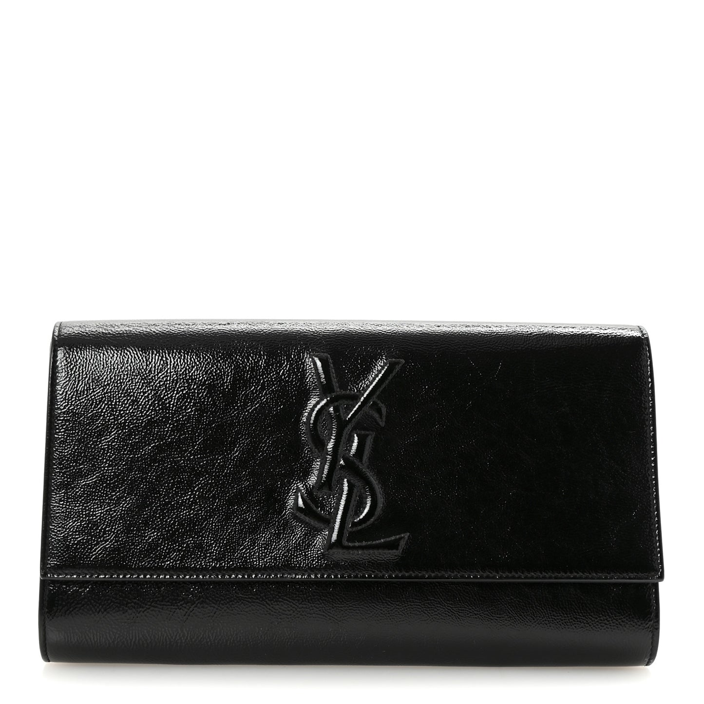 Textured Patent Monogram Large Belle De Jour Clutch Black