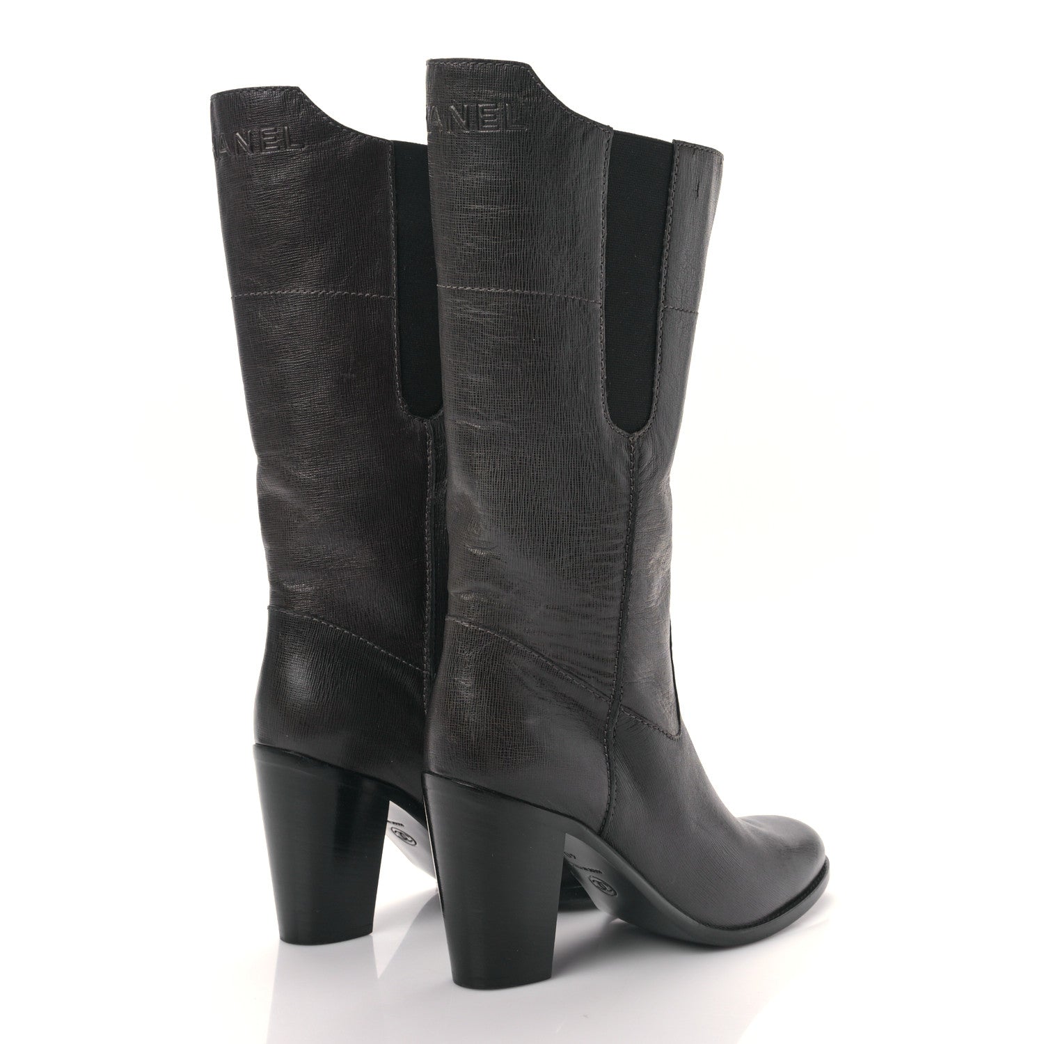 Chanel Textured Calfskin Coco Boy Tall Boots 40 Black 4 of 7