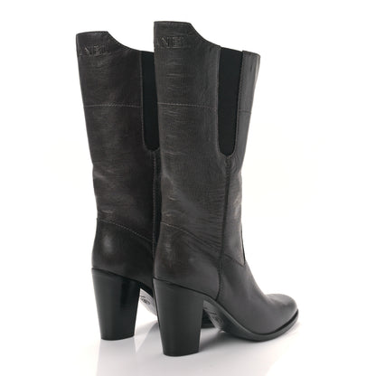 Chanel Textured Calfskin Coco Boy Tall Boots 40 Black 4 of 7
