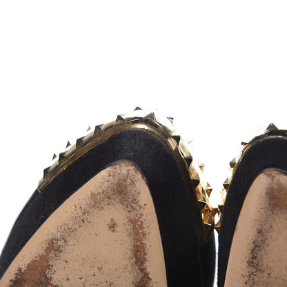 Valentino Garavani Suede Rockstud Cap Toe Platform Pumps 38 Black Gold 9 of 12