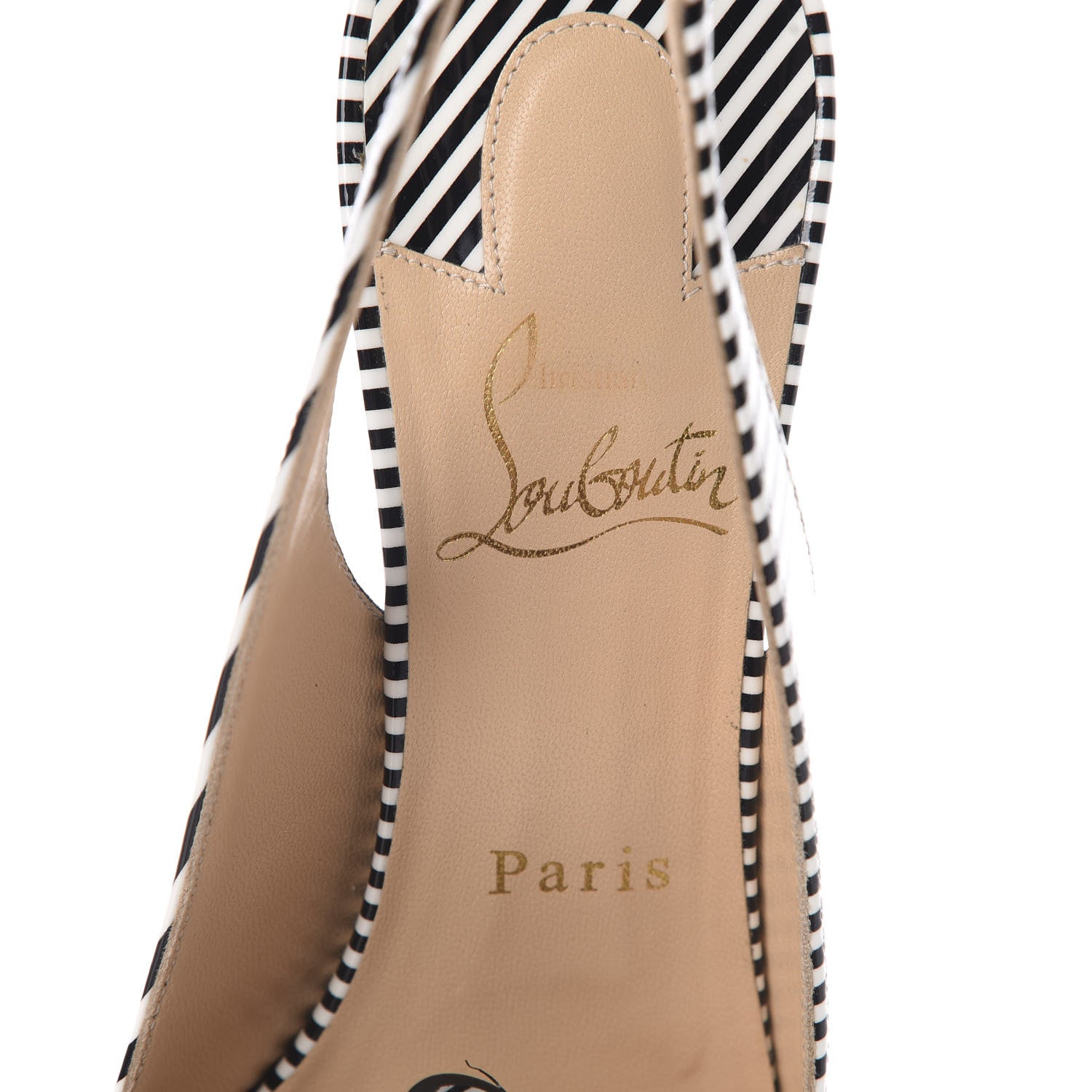 Christian Louboutin Patent Stripes Clare Nodo 80 Pumps 39 Black White 6 of 10