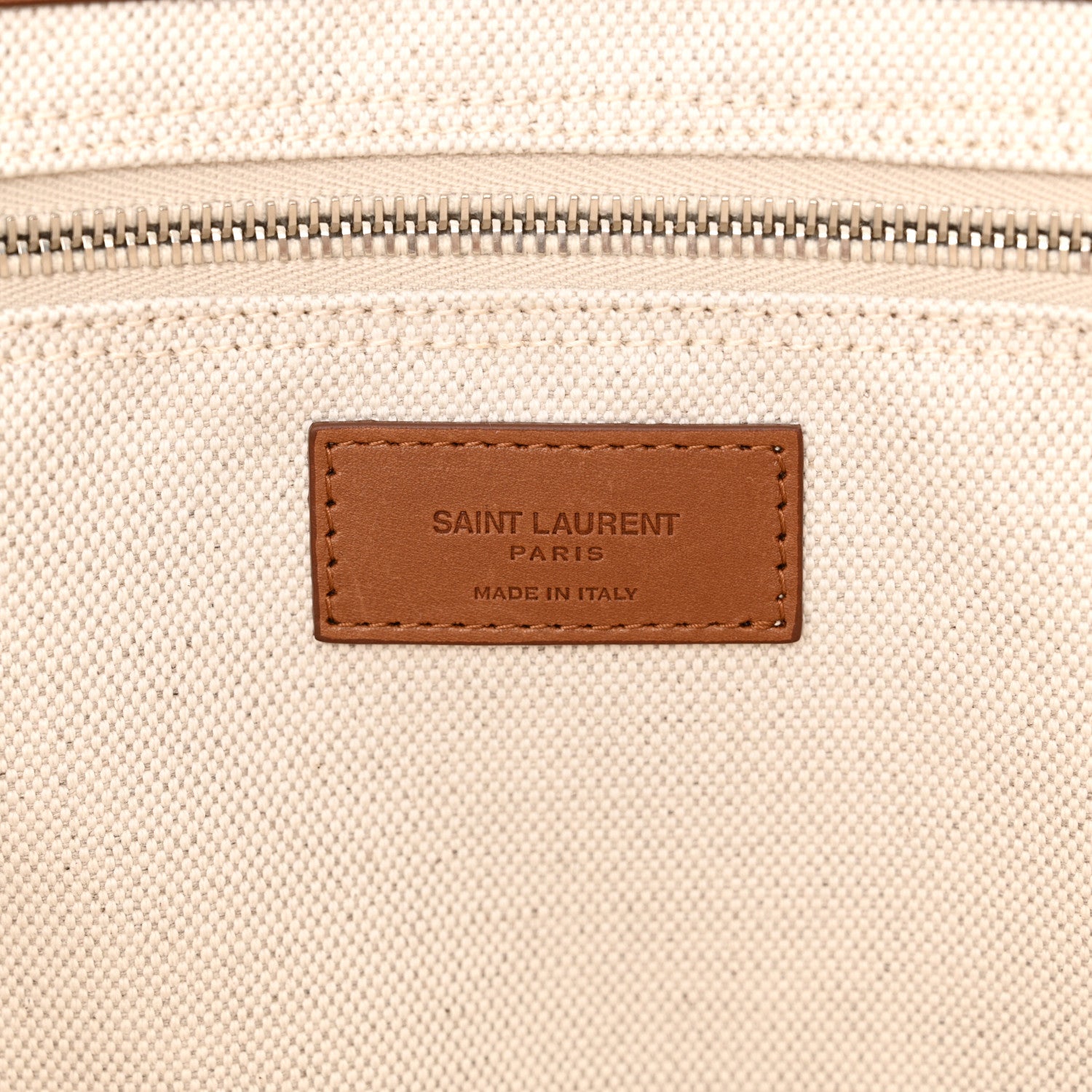 Saint Laurent Canvas Calfskin Rive Gauche Trapezoid Tote Beige 6 of 11