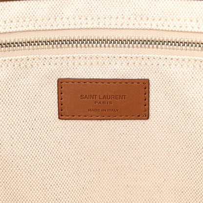 Saint Laurent Canvas Calfskin Rive Gauche Trapezoid Tote Beige 6 of 11