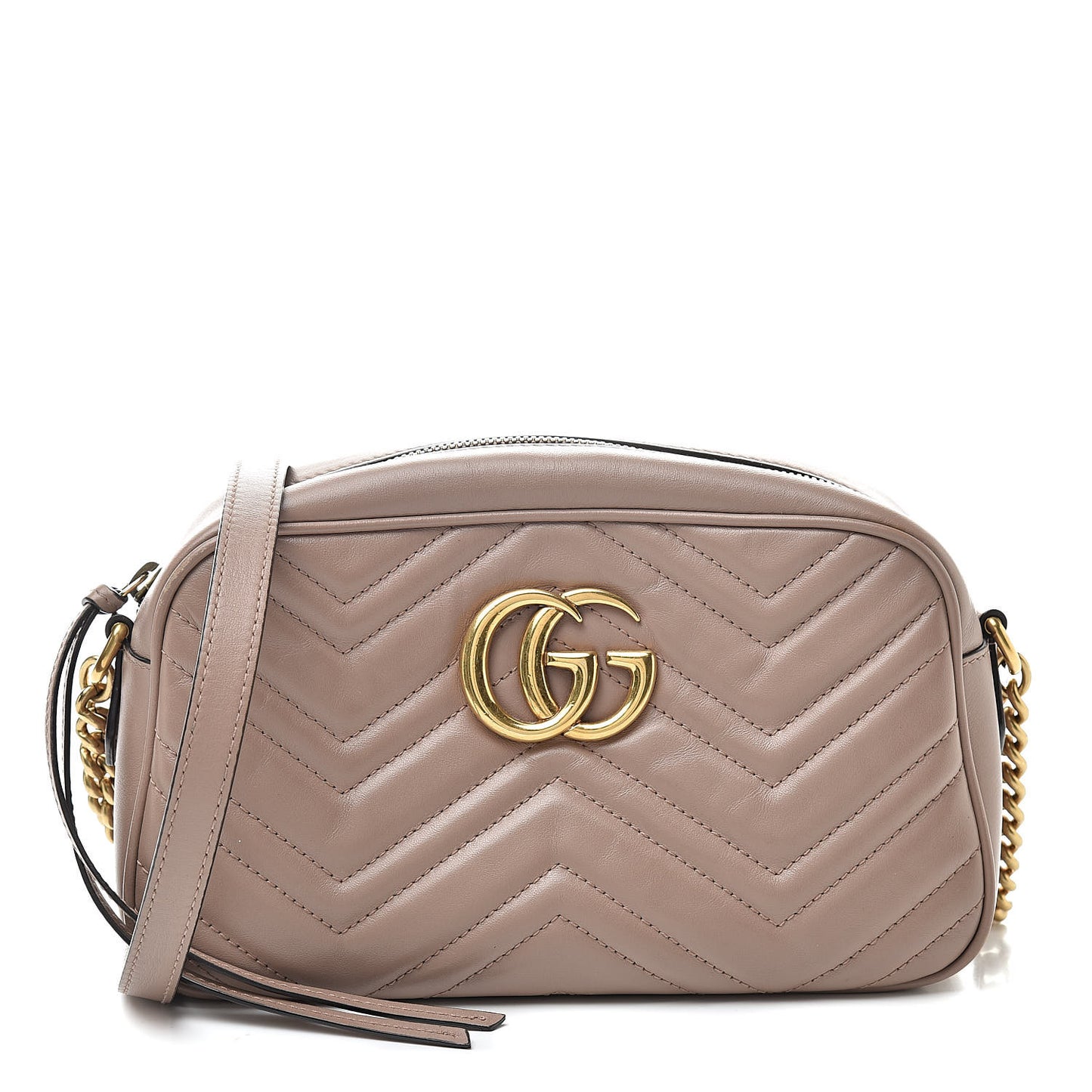 Calfskin Matelasse Small GG Marmont Chain Shoulder Bag Porcelain Rose