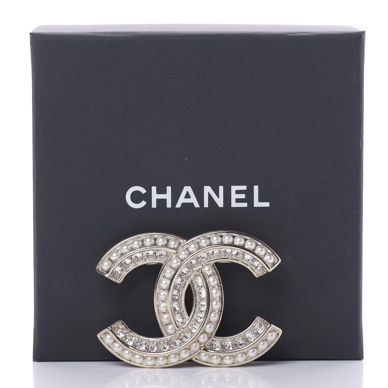 Chanel Crystal Pearl Chain Mania CC Brooch Gold 5 of 5