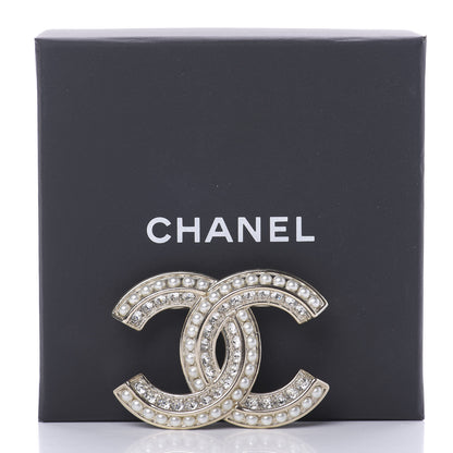 Chanel Crystal Pearl Chain Mania CC Brooch Gold 5 of 5