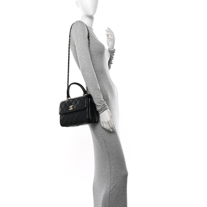 Chanel Lambskin Quilted Small Trendy CC Dual Handle Flap Bag Black 2 of 12