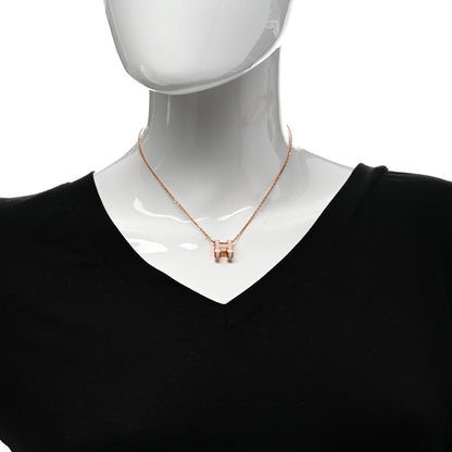 Hermes Lacquered Rose Gold Pop H Pendant Necklace Rose Dragee 2 of 6