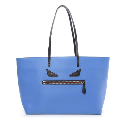 Fendi Vitello Elite Cuoio Monster Buggies Medium Roll Tote Blue Royal Black 1 of 15