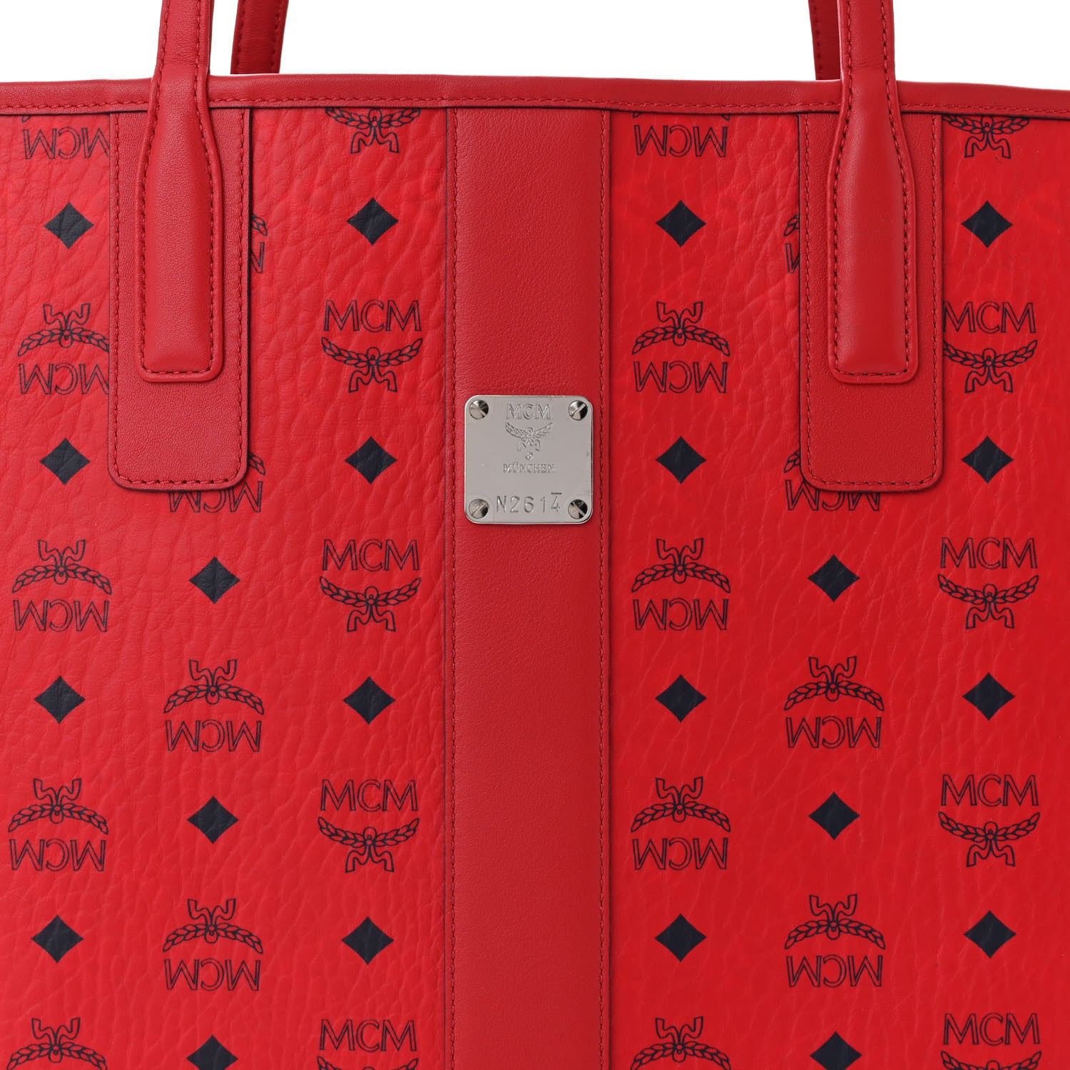 MCM Visetos Medium Liz Reversible Shopper Tote Candy Red 12 of 20