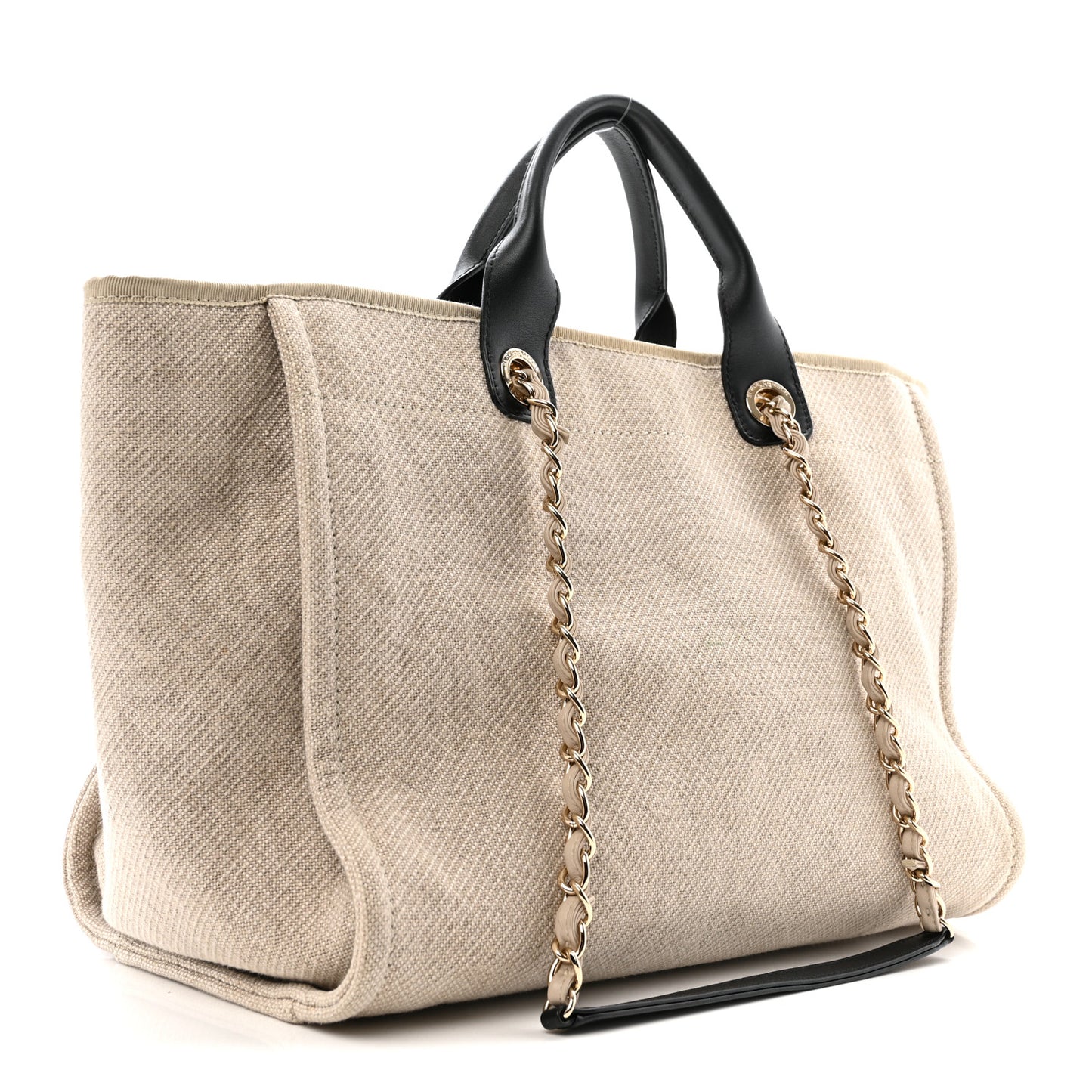 Mixed Fibers Medium Deauville Tote Beige Black