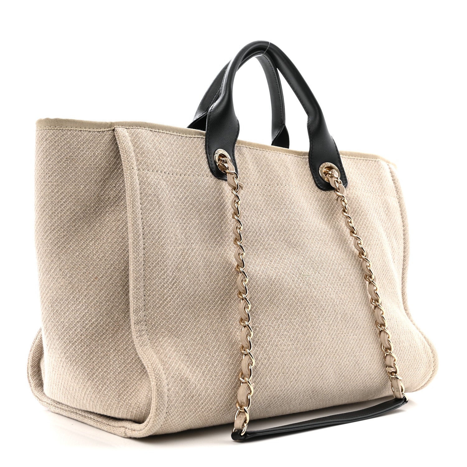 Chanel Mixed Fibers Medium Deauville Tote Beige Black 3 of 15