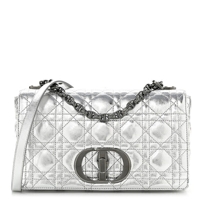 Christian Dior Metallic Calfskin Cannage Medium Caro Bag Argent 1 of 13