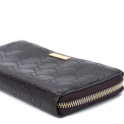Gucci Guccissima Margaux Calfskin Metal Bar Zip Around Wallet Chocolate 10 of 10