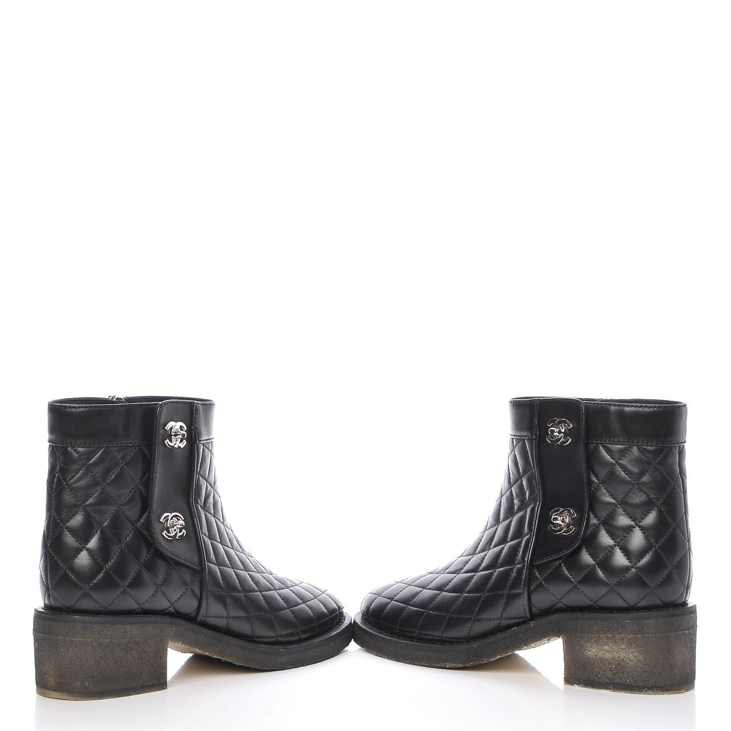 Chanel Calfskin Quilted Turnlock Zip Boots 36.5 Black 7 of 10