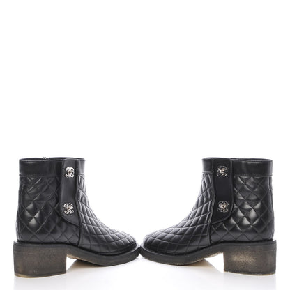 Chanel Calfskin Quilted Turnlock Zip Boots 36.5 Black 7 of 10