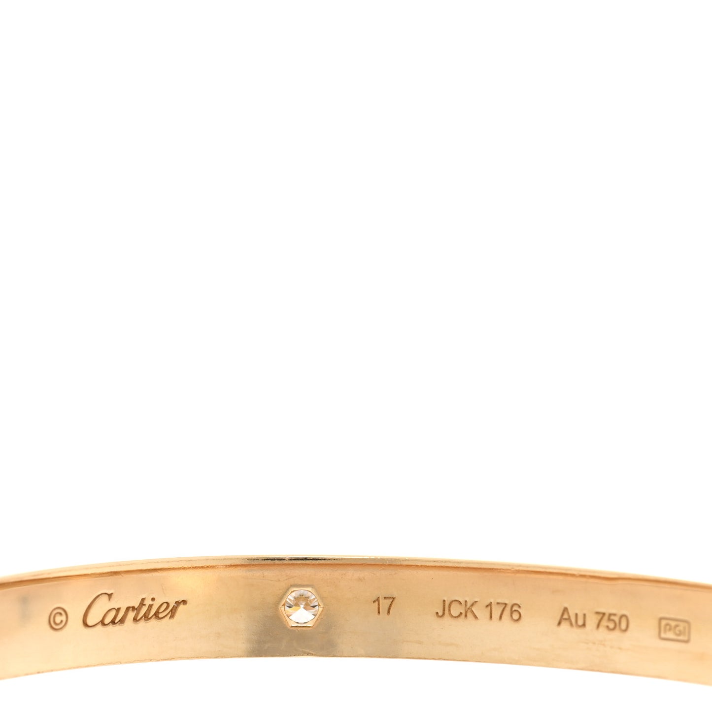 18K Yellow Gold 4 Diamond LOVE Bracelet 17