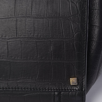 Celine Crocodile Embossed Calfskin Medium Phantom Luggage Black 13 of 14