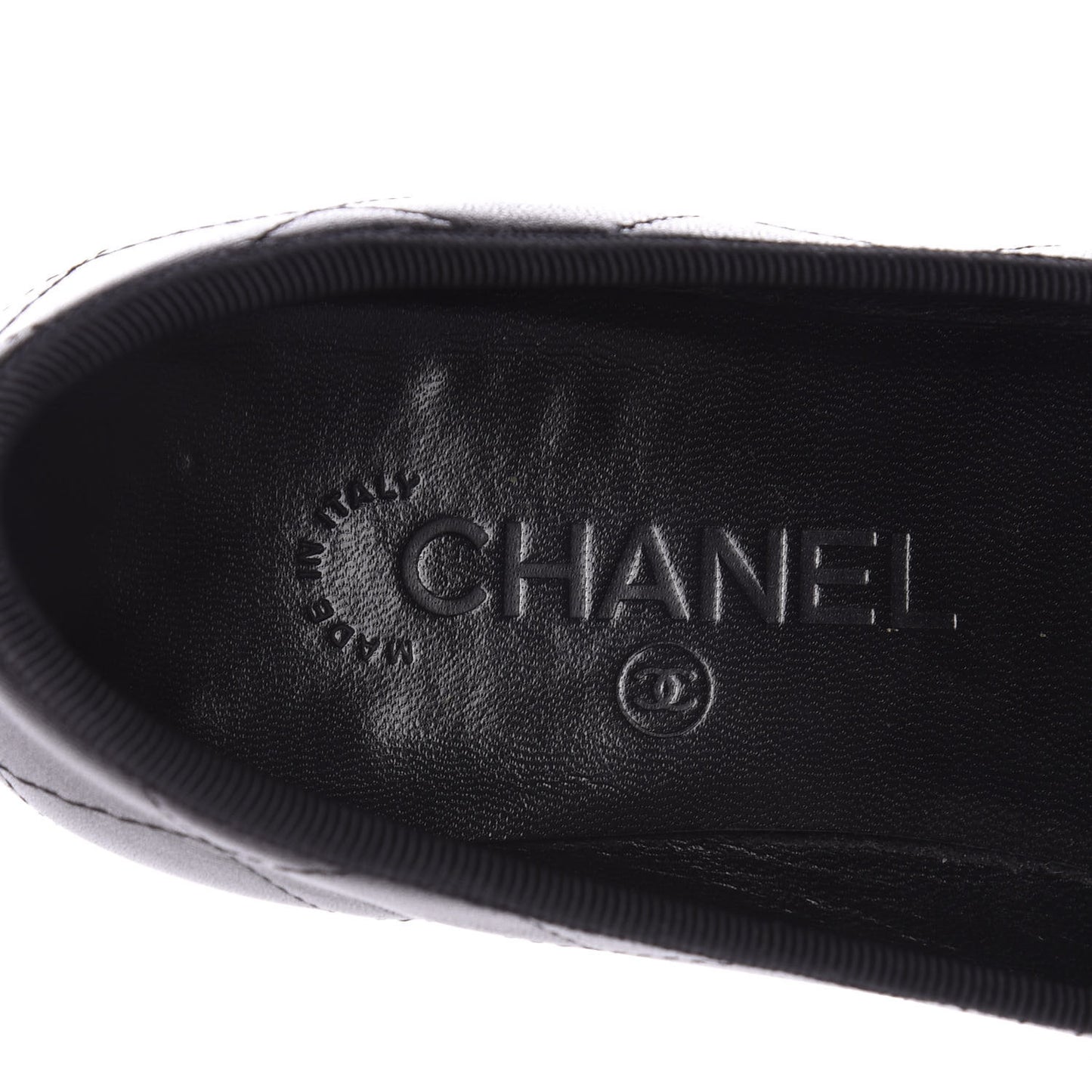 Lambskin Quilted Cambon Ballerina Flats 38 Black