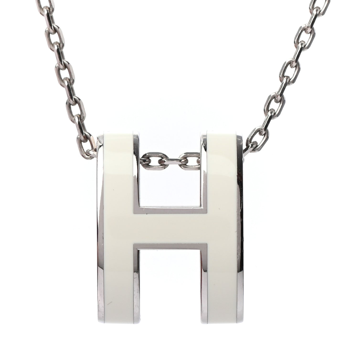 Lacquered Palladium Pop H Pendant Necklace White