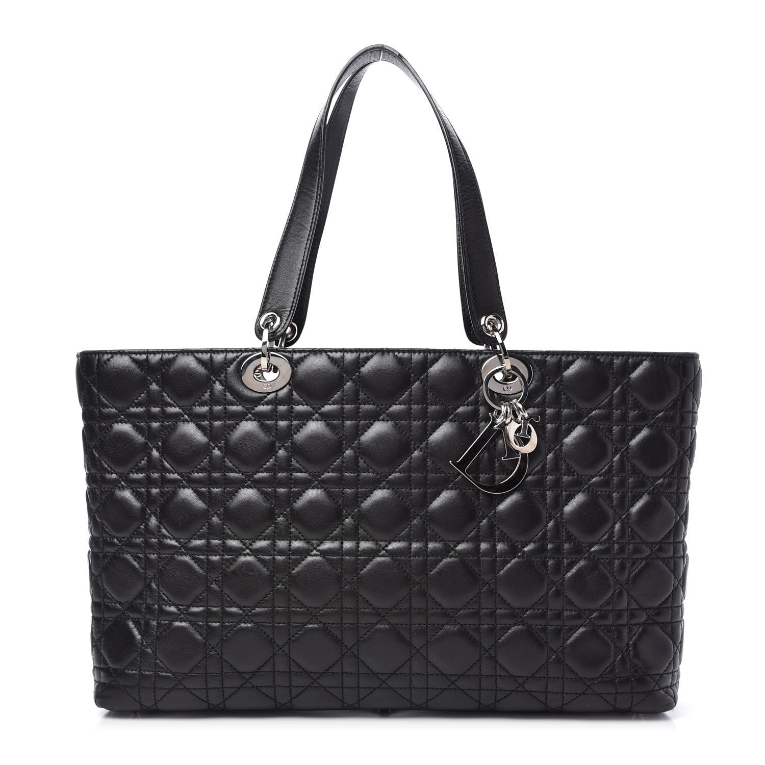 Christian Dior Lambskin Cannage Large Lady Dior Shopper Tote Black 1 of 10