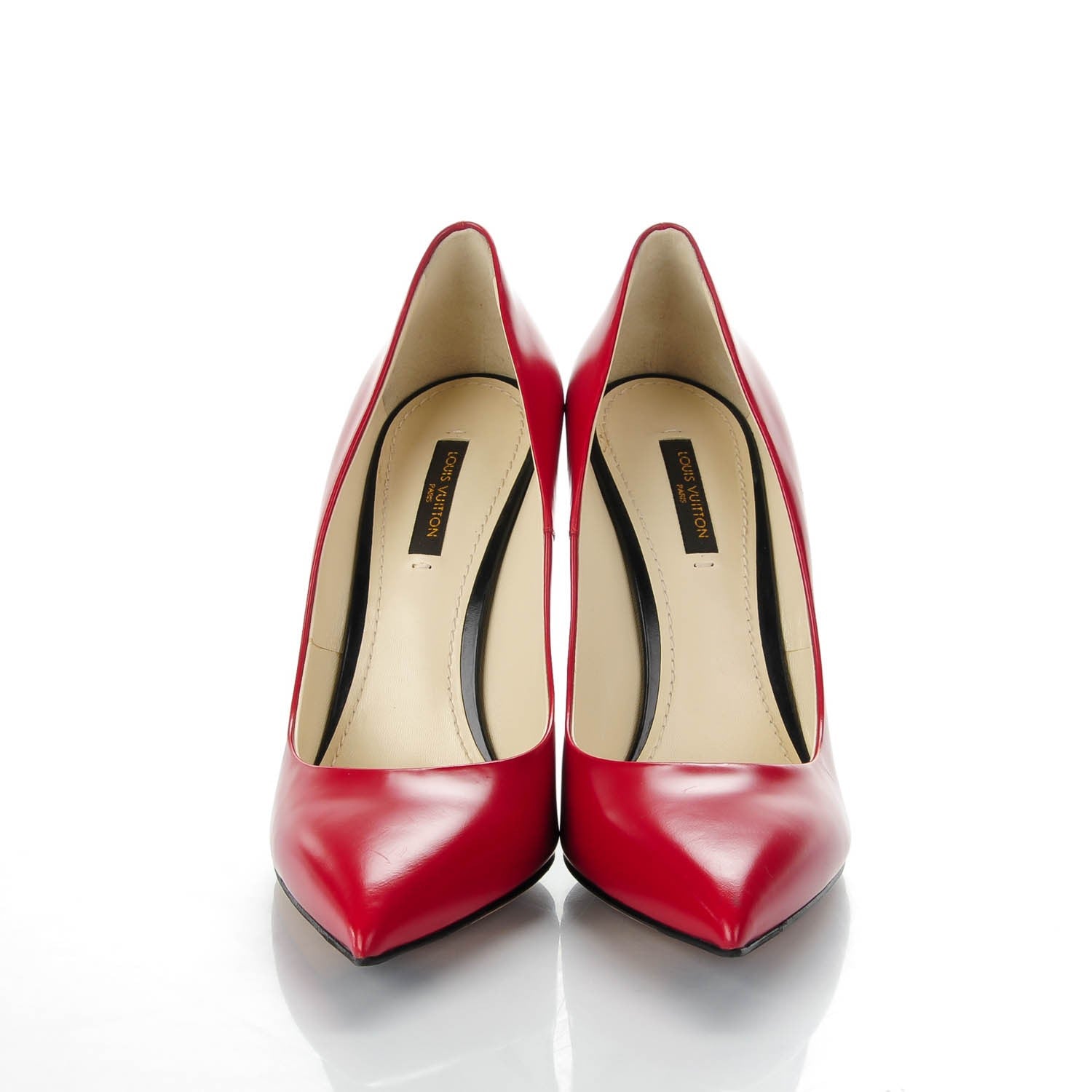 Louis Vuitton Glazed Calfskin Eyeline Pumps 38.5 Rouge 2 of 7