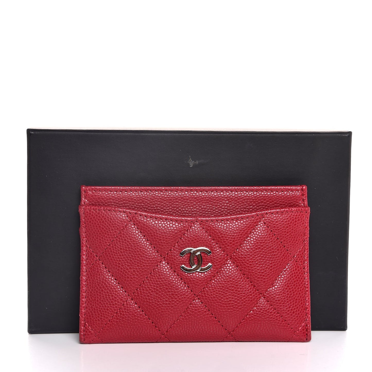 Caviar Quilted Card Holder Red