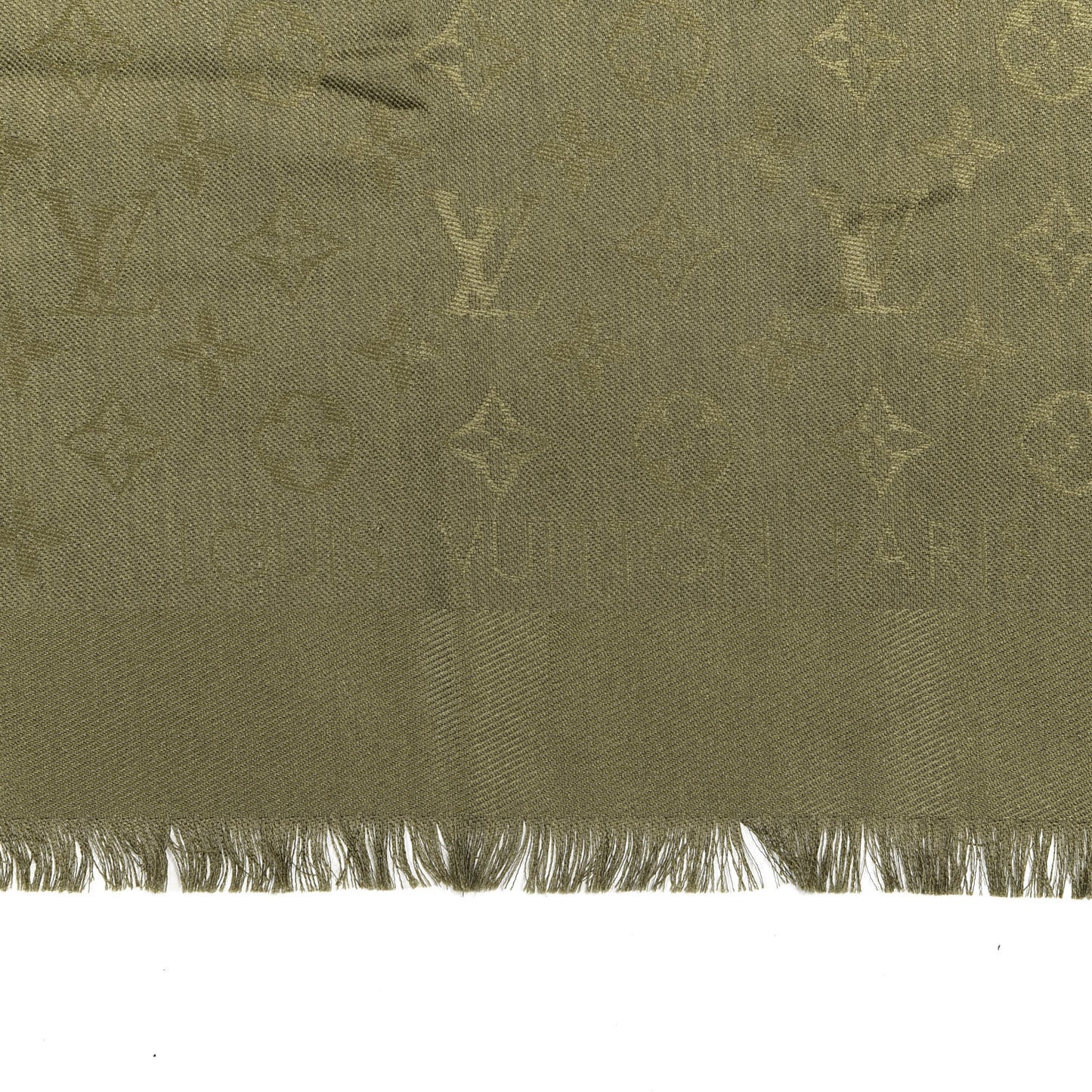 Silk Wool Monogram Shawl Kaki