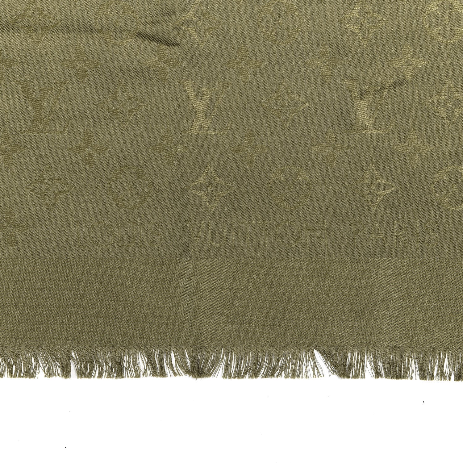 Louis Vuitton Silk Wool Monogram Shawl Kaki 2 of 4