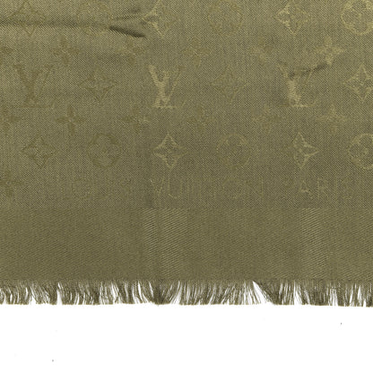 Louis Vuitton Silk Wool Monogram Shawl Kaki 2 of 4