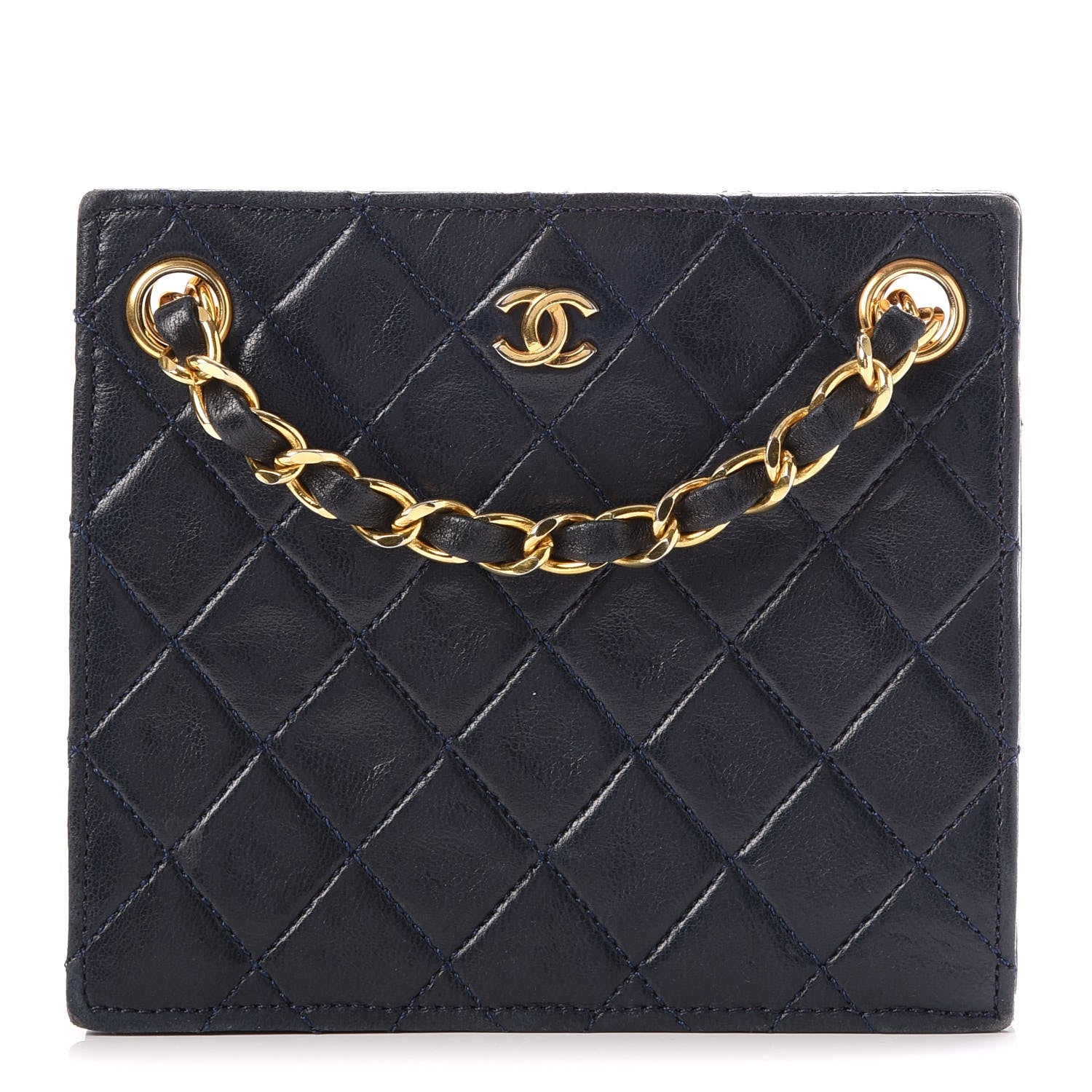 Chanel Lambskin Quilted Shoulder Bag Navy 1 of 8