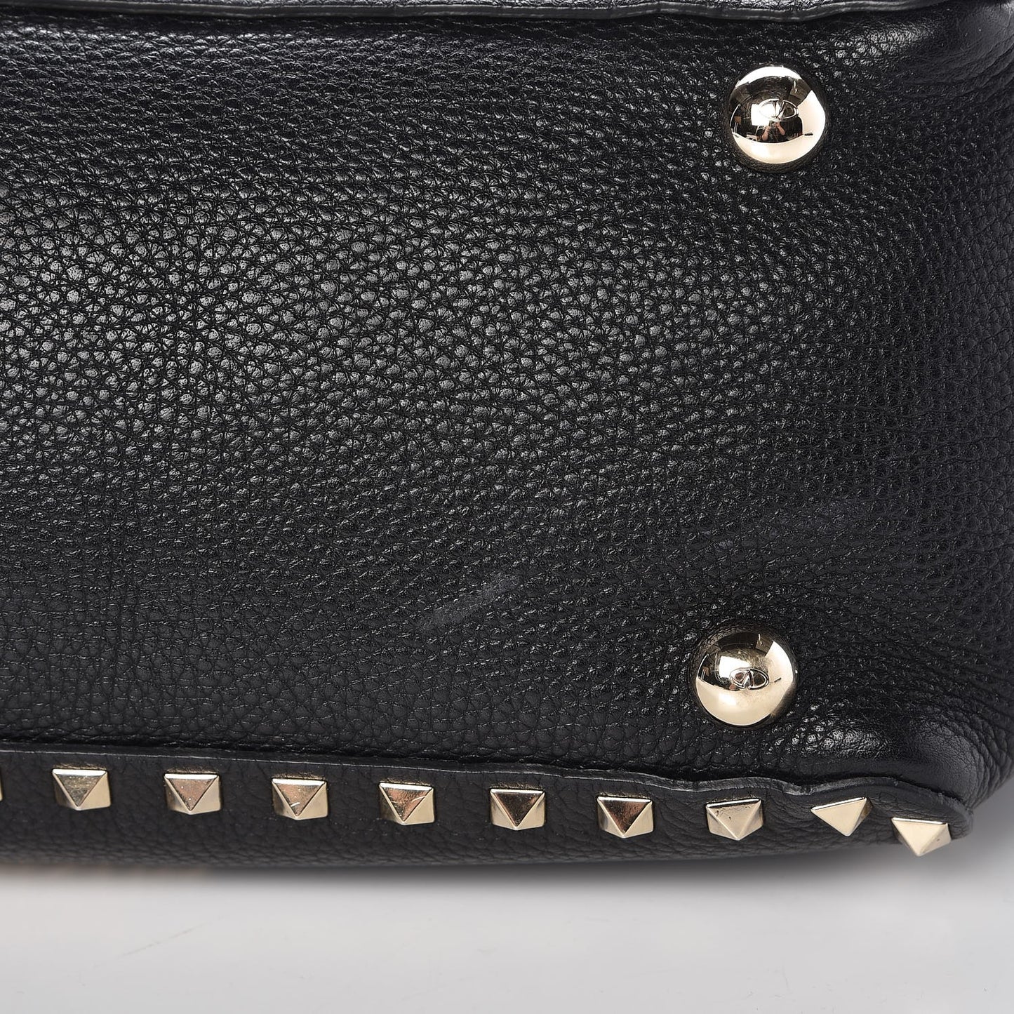 Grained Calfskin Small Rockstud Tote Black