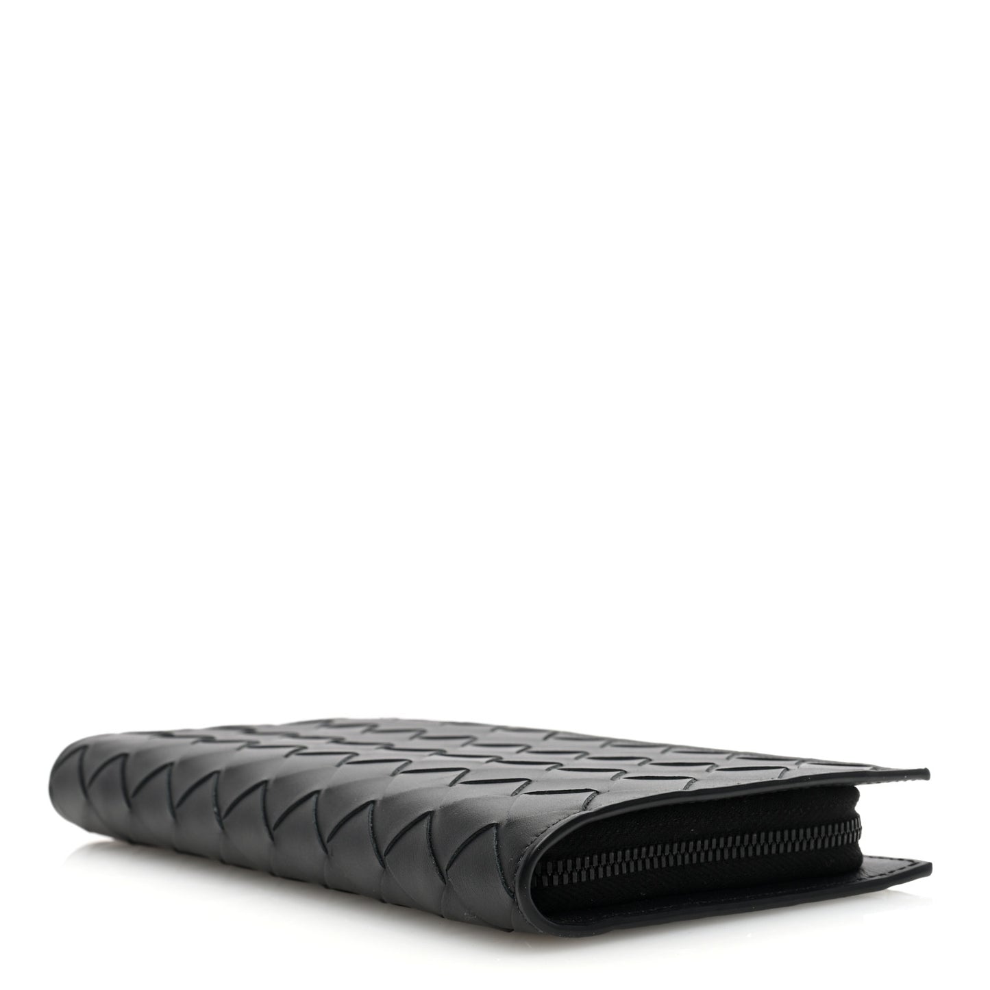 Nappa Intrecciato Zip Wallet Black