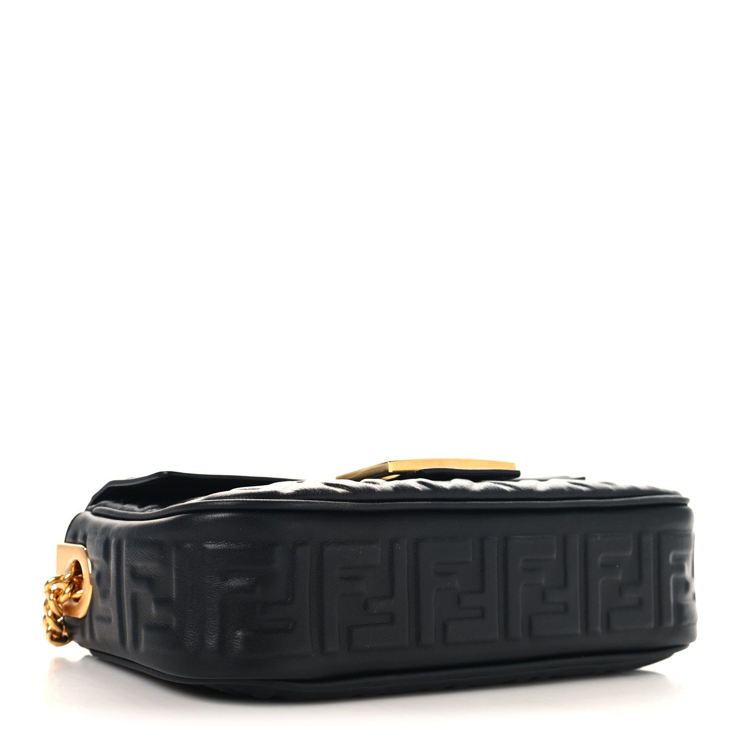 Fendi Nappa Small FF Embossed Midi Chain Baguette Black 4 of 9