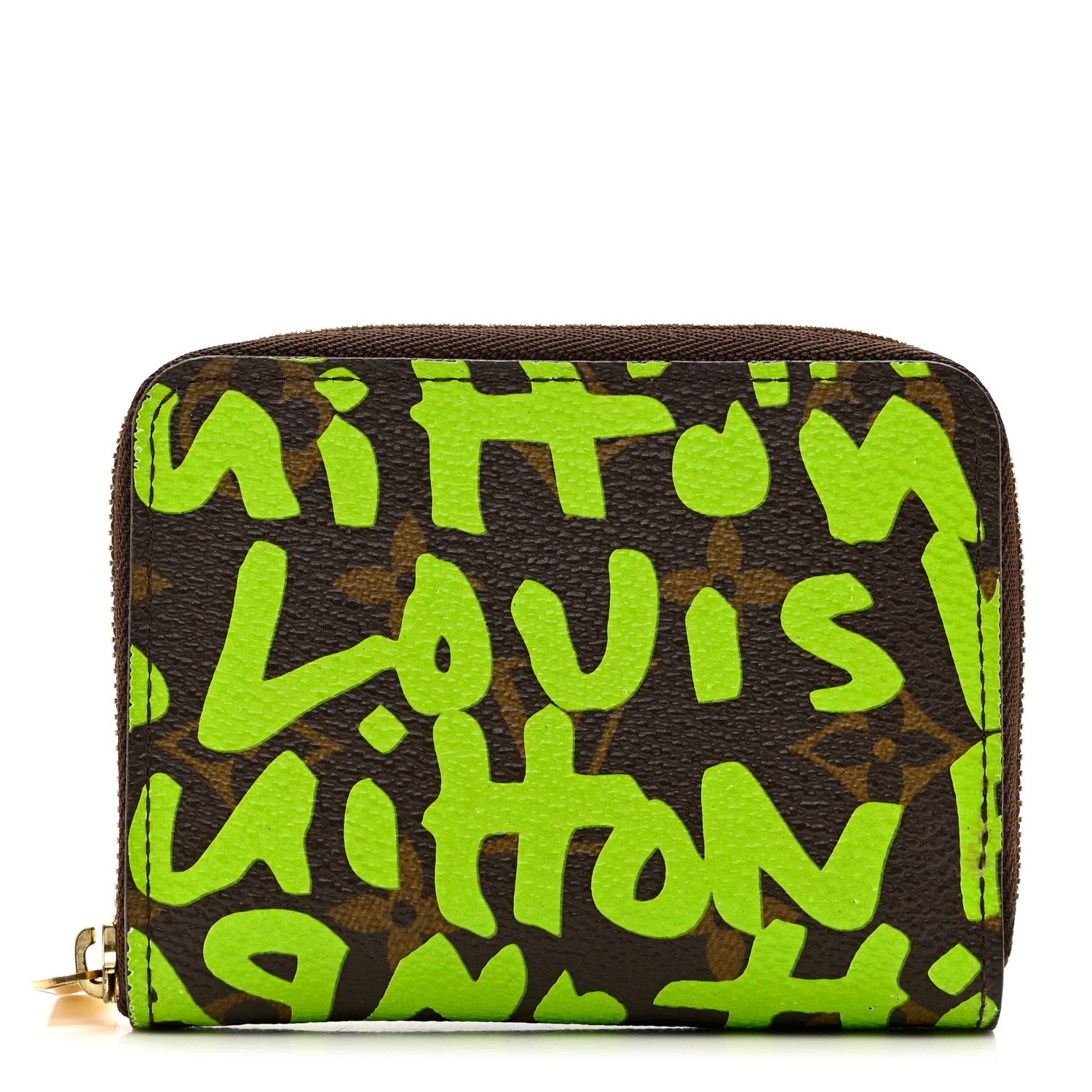 front view image of LOUIS VUITTON Monogram Graffiti Zippy Coin Purse Wallet in the color green by FASHIONPHILE