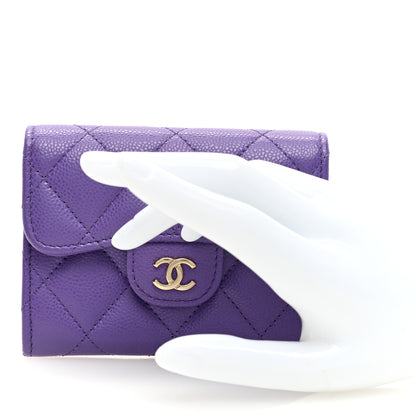 Chanel Caviar Quilted Flap Card Holder Wallet Purple 2 of 7