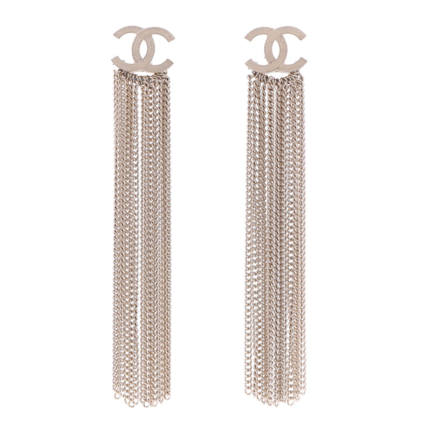 Metal CC Multi Strand Chain Drop Earrings Gold