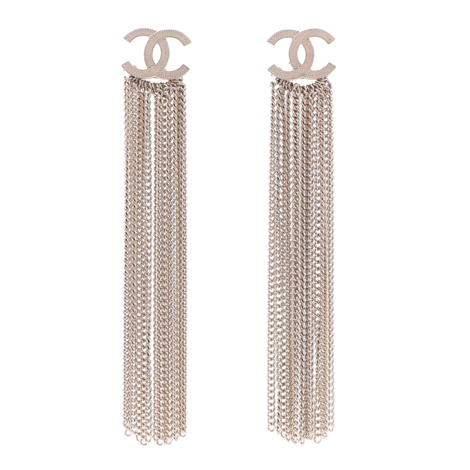 Chanel Metal CC Multi Strand Chain Drop Earrings Gold 1 of 6