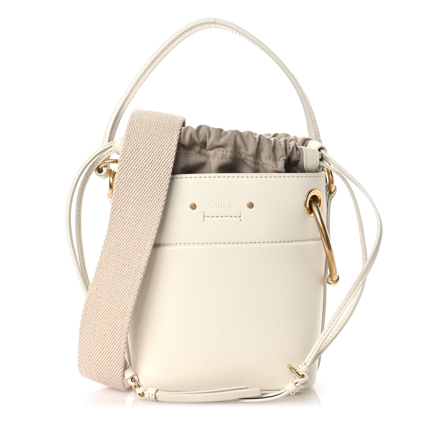 Smooth Calfskin Mini Roy Bucket Bag Natural White