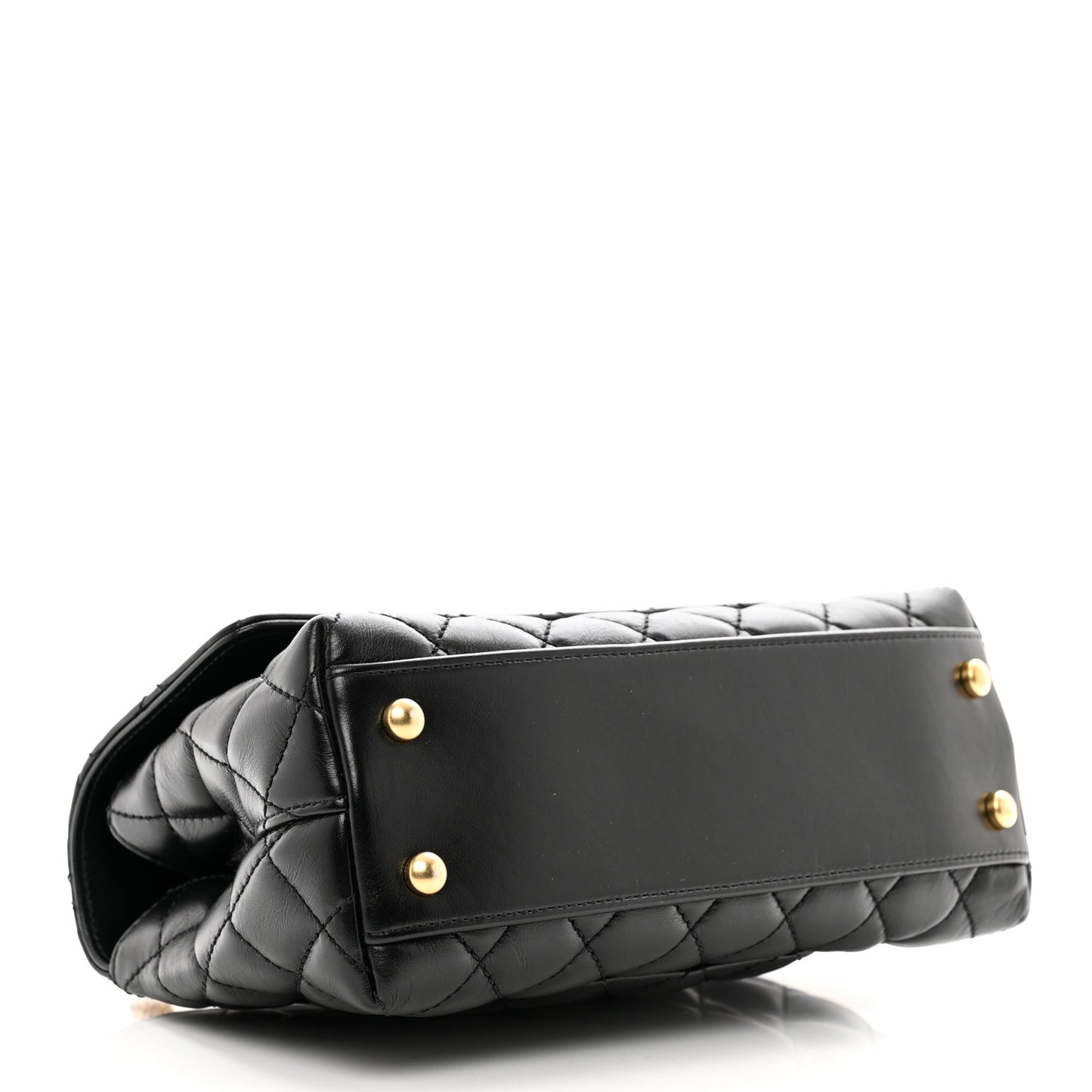 Calfskin Quilted Mini Logo Coco Handle Flap Black