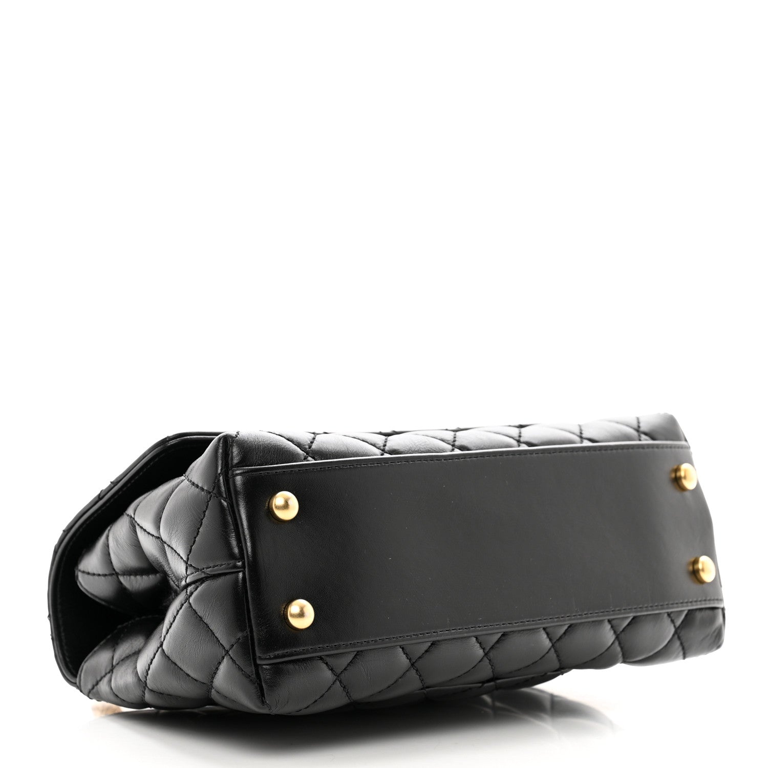 Chanel Calfskin Quilted Mini Logo Coco Handle Flap Black 4 of 10