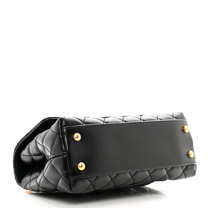 Chanel Calfskin Quilted Mini Logo Coco Handle Flap Black 4 of 10