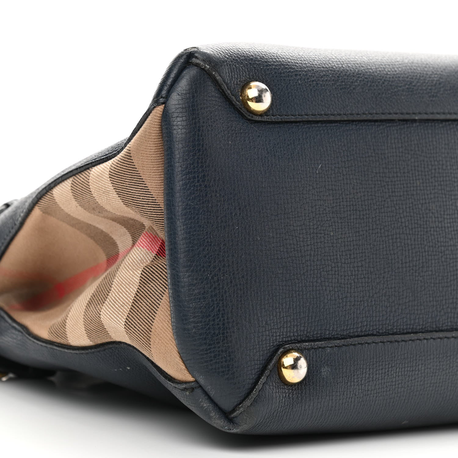Burberry Calfskin House Check Medium Banner Tote Ink Blue 9 of 18