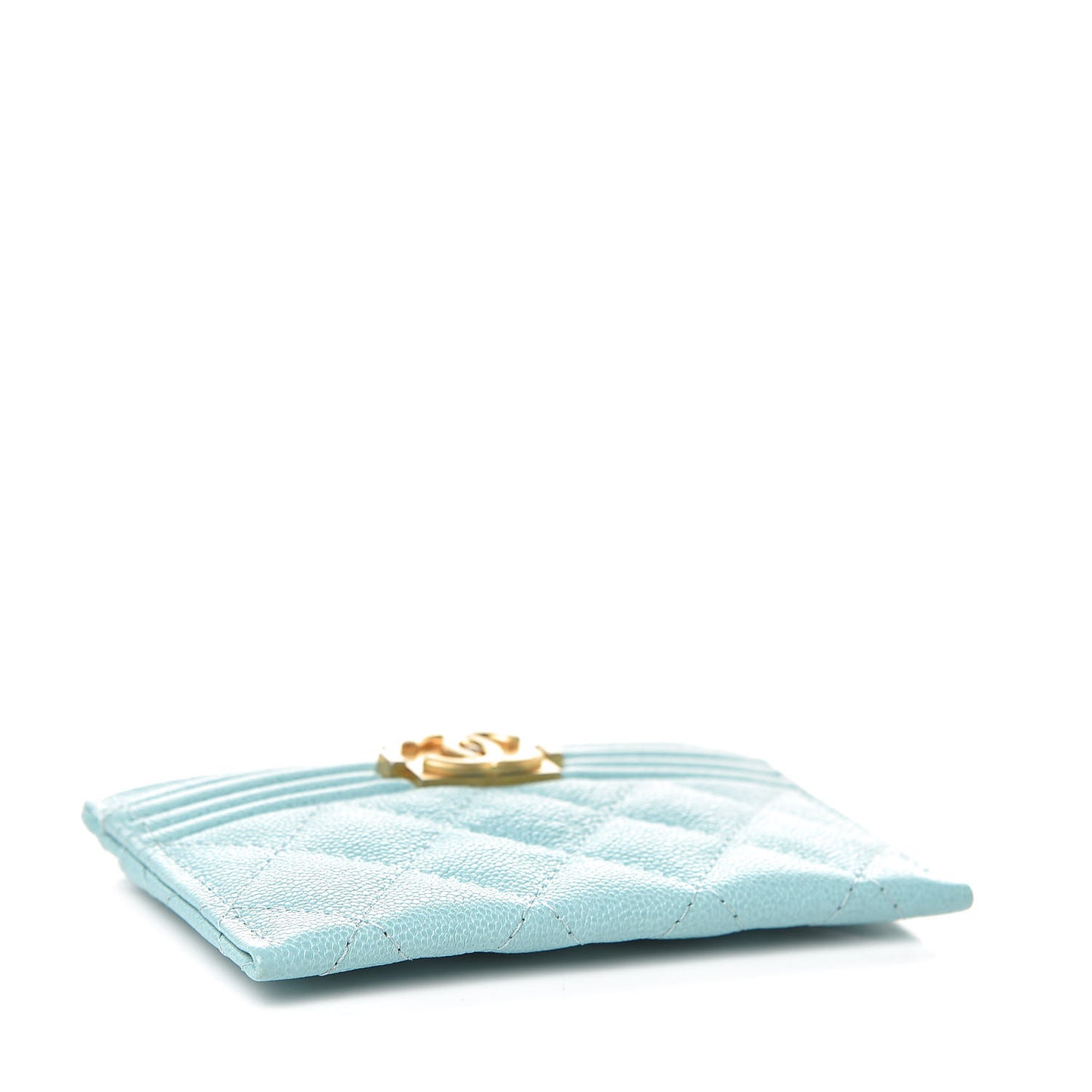 Caviar Quilted Boy Card Holder Light Blue