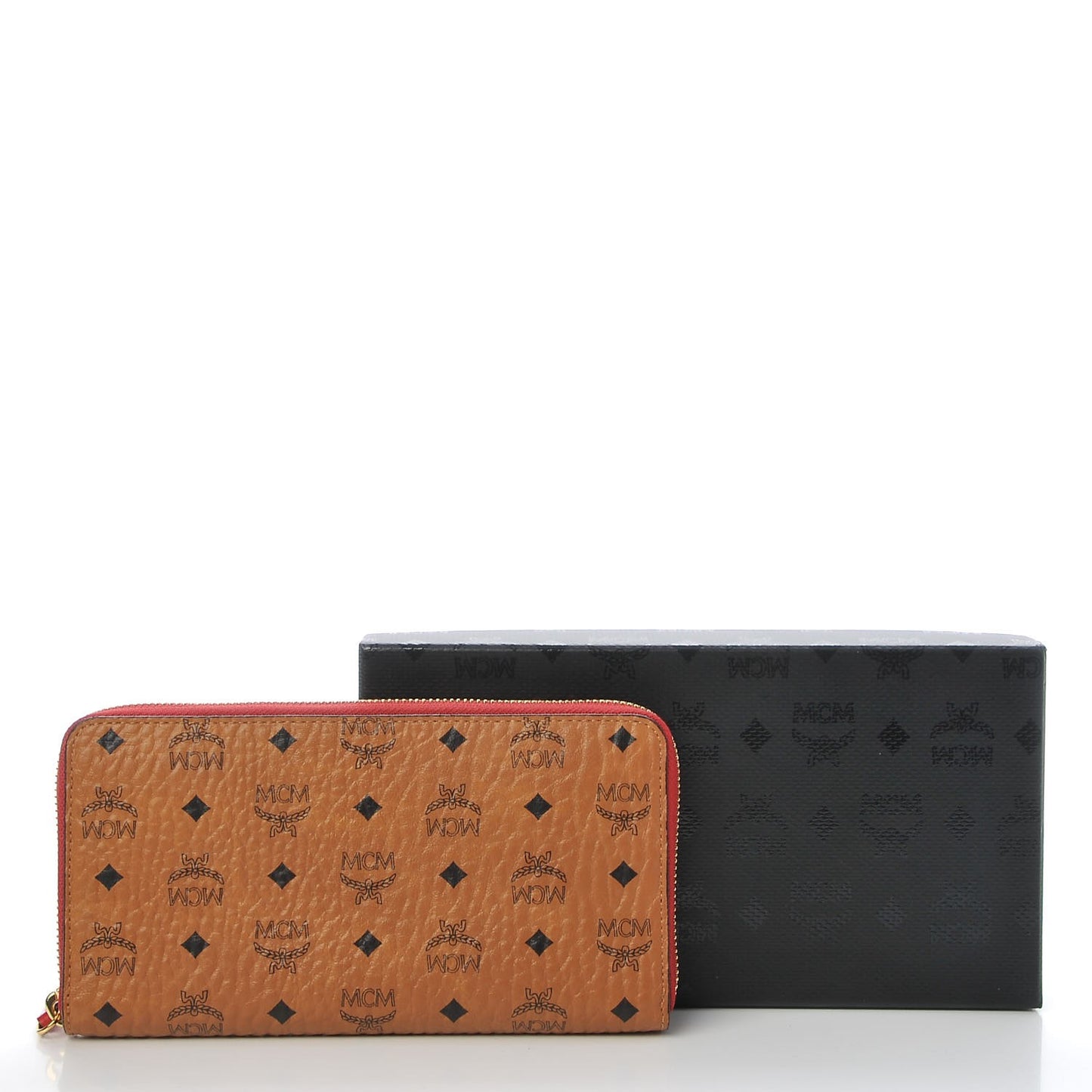 Visetos Large Zip Around Wallet Cognac Red