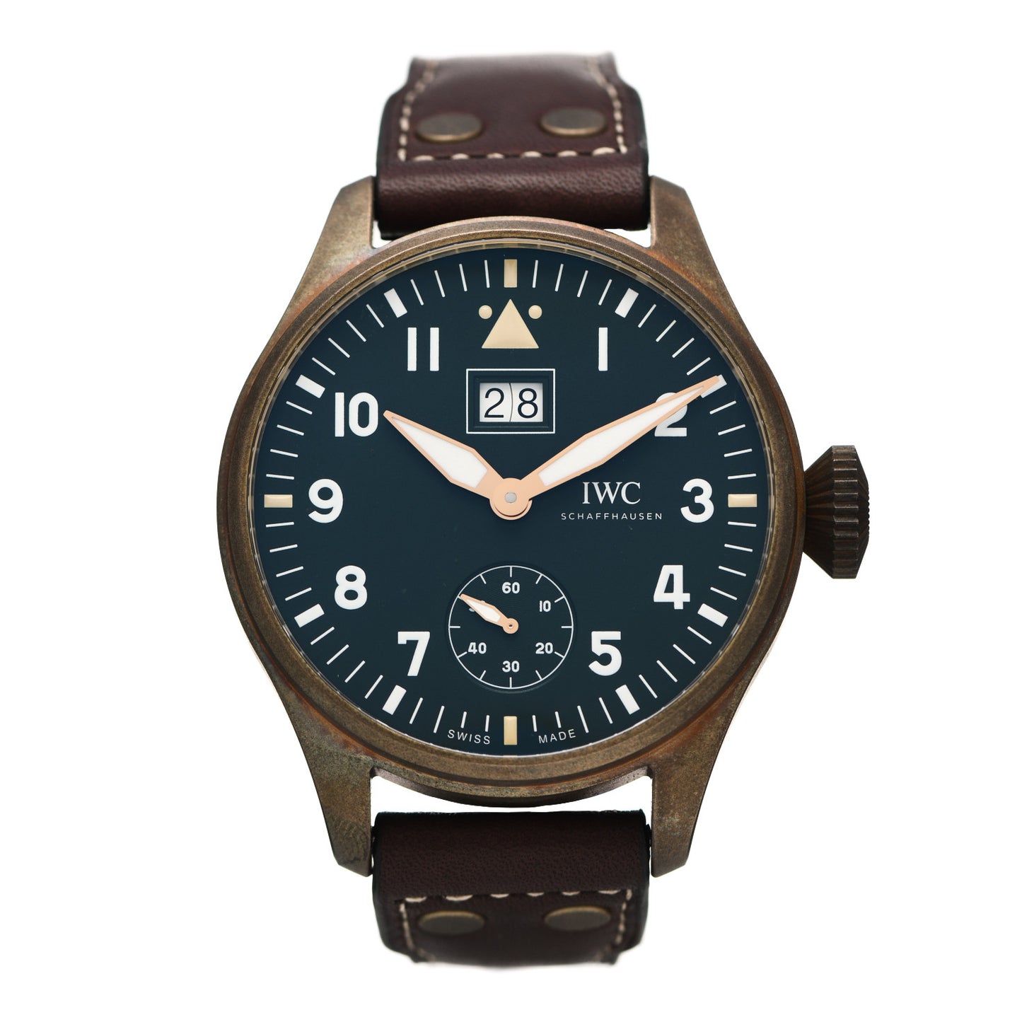 Bronze Calfskin 46mm Big Pilot Date Spitfire "Mission Accomplished" Edition Automatic Watch Green IW510506