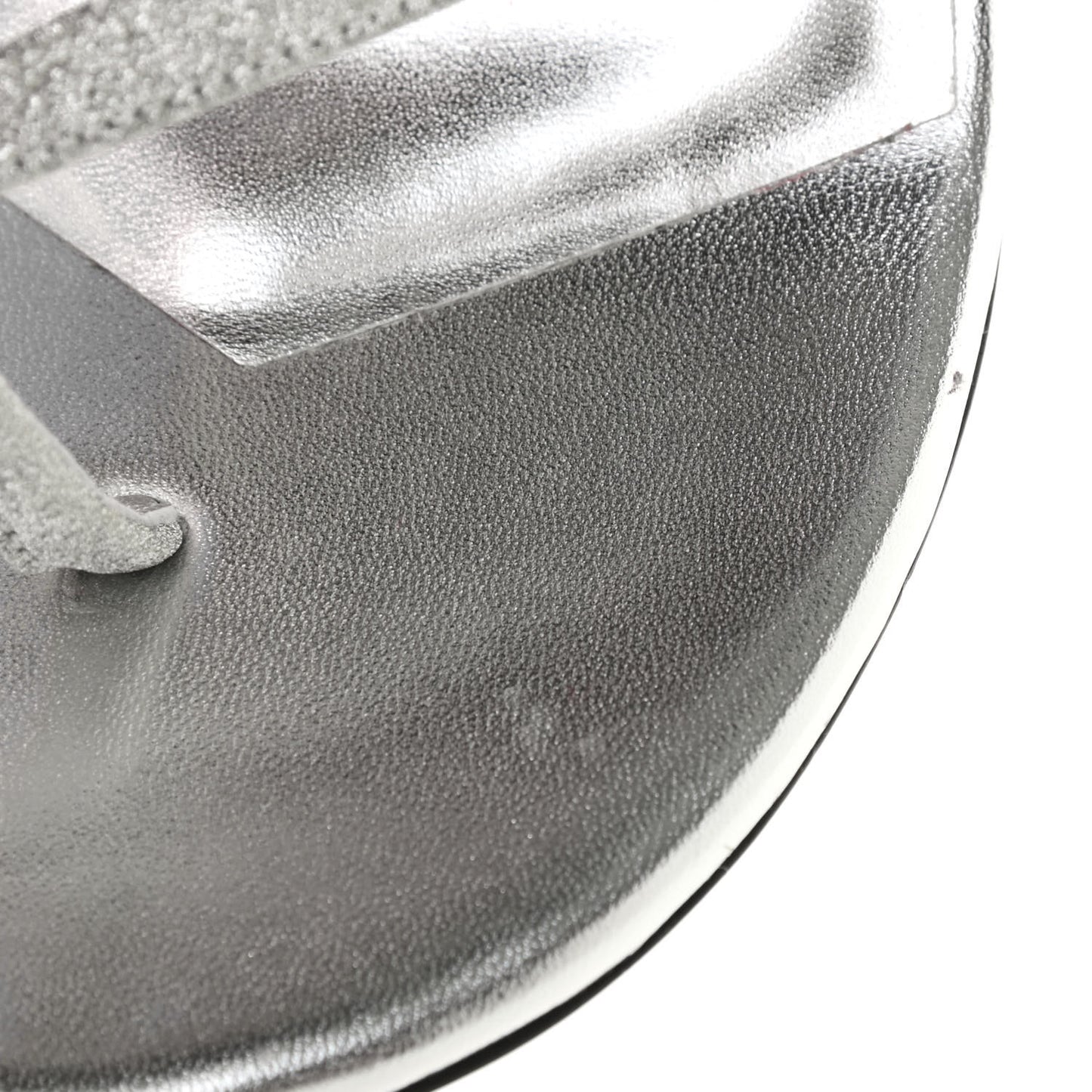 Glitter Calfskin Taralita 85 Thong Sandals 39 Silver
